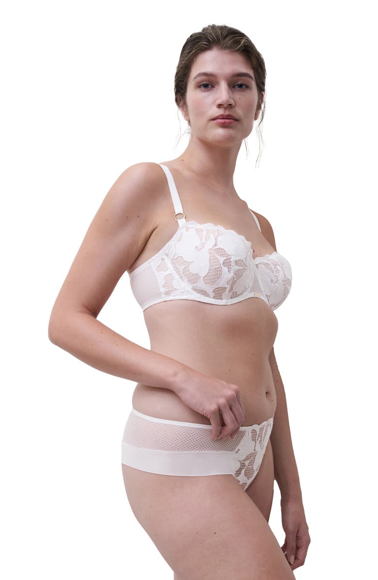 Chantelle Lingerie Fleurs Underwire Signature Demi Bra, Alternate, color, Satin Milk