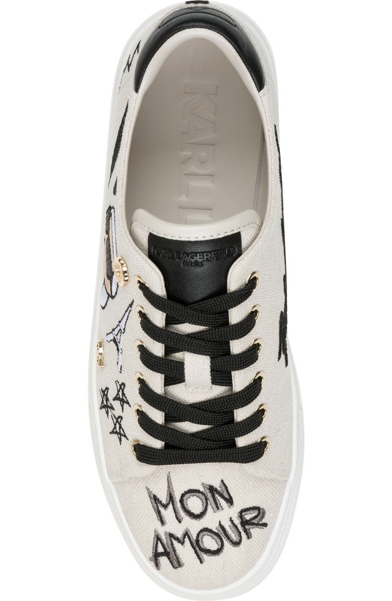 KARL LAGERFELD PARIS Cate Ikonic Sneaker, Alternate, color, Soft White/ Black