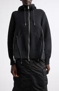 Sacai Mixed Media Scuba Knit & Nylon Twill Hoodie