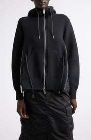 Sacai Mixed Media Scuba Knit & Nylon Twill Hoodie