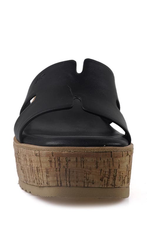 National Comfort Maxinne Platform Wedge Sandal In Black Leather
