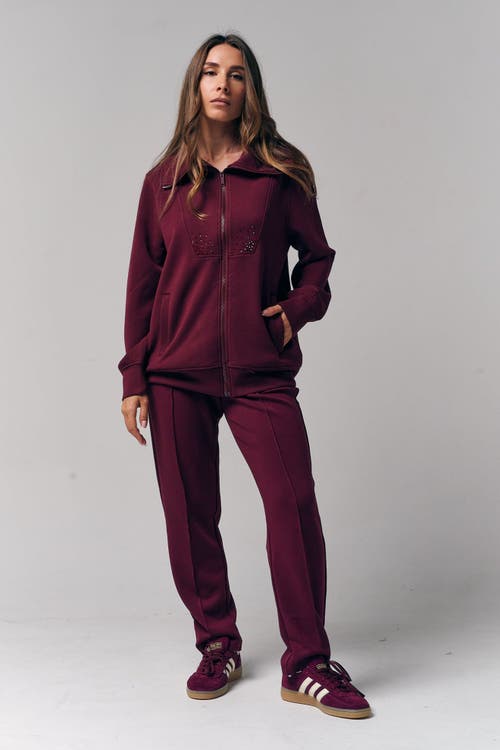 Le Fafo Raven Zip Up Jacket In Burgundy