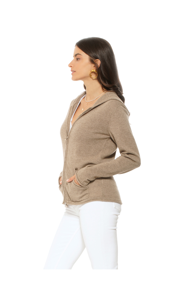 Monticelli Cashmere Pure Cashmere Double Zip Hoodie Sweater, Alternate, color, Charcoal