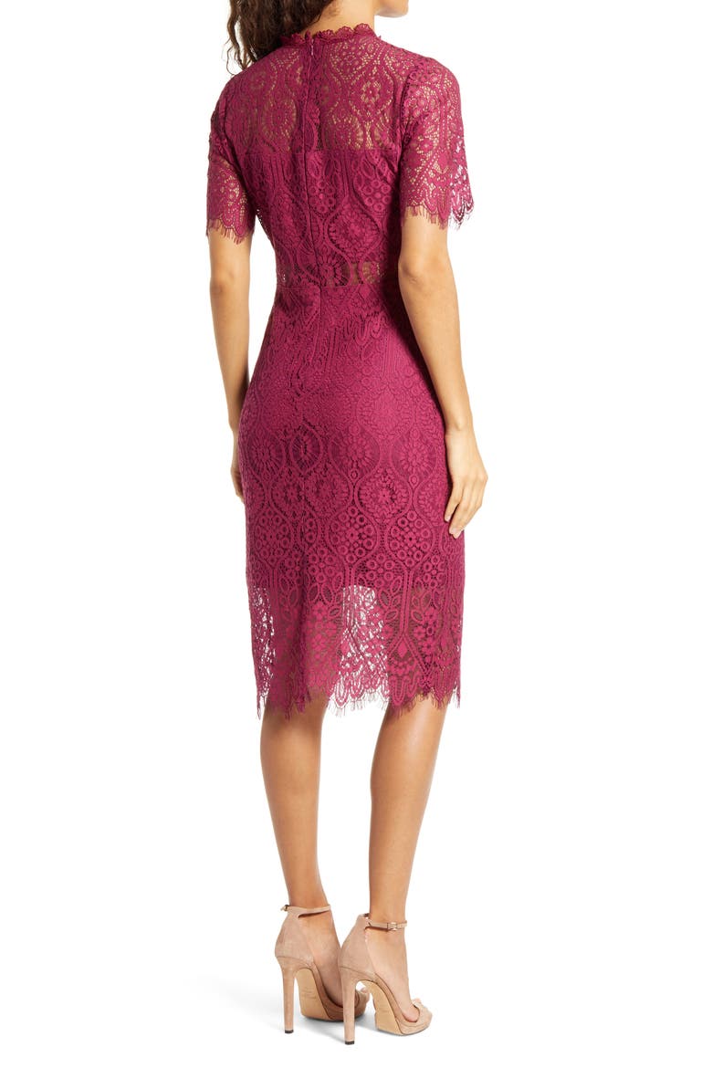 Remarkable Lace Cocktail Dress, Alternate, color, BURGUNDY