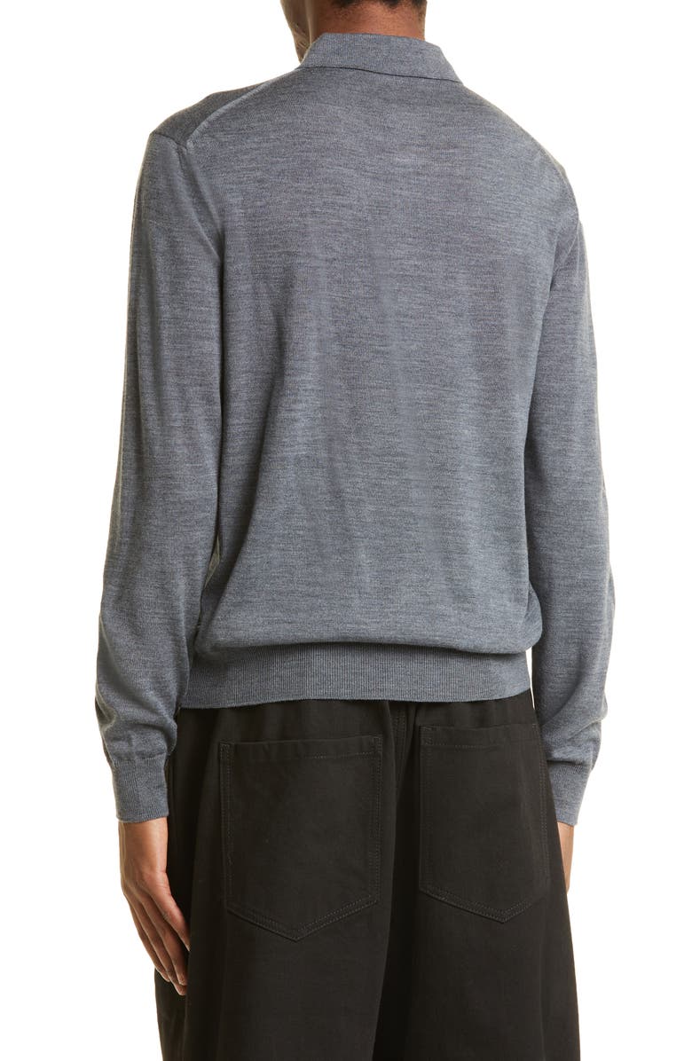 Raf Simons Embroidered Logo Long Sleeve Merino Wool Polo Sweater, Alternate, color, 
