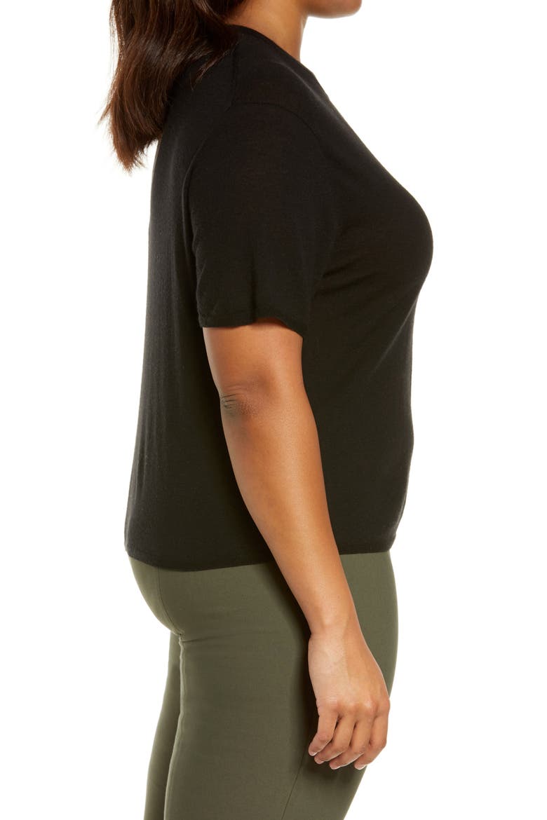 Easy Short Sleeve Wool & Cashmere Blend Sweater, Alternate, color, BLACK