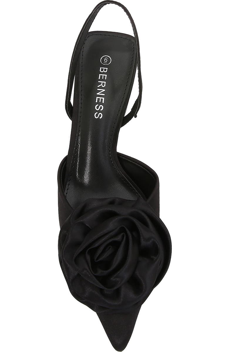 BERNESS Camellia Satin Rose Slingback Kitten Heel Pump, Alternate, color, Black