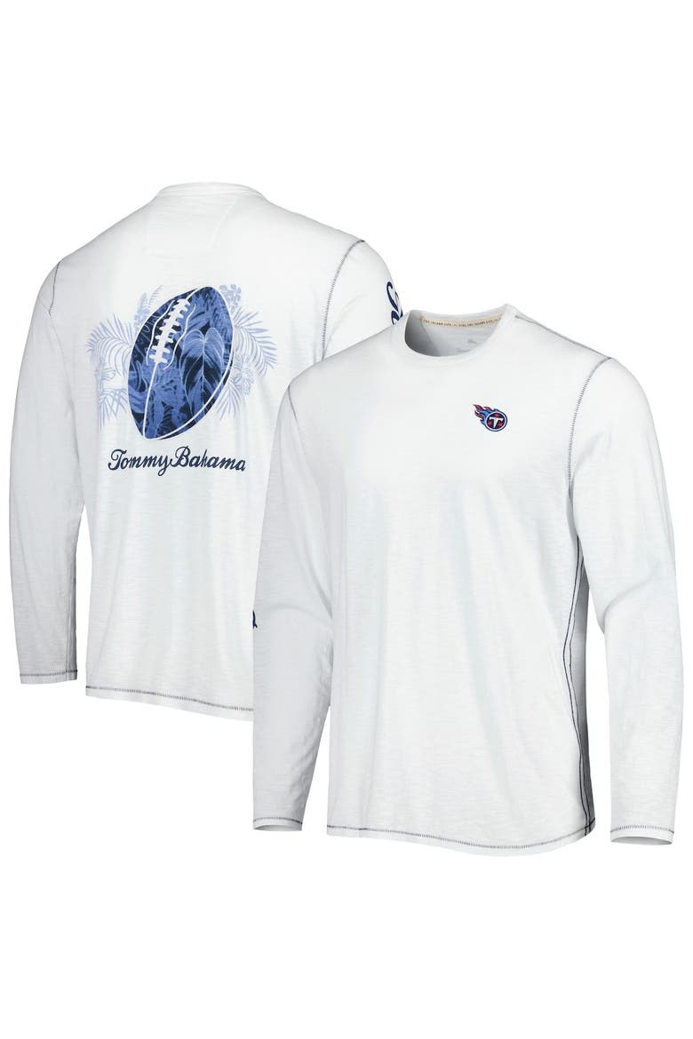 Men's Tommy Bahama White Tennessee Titans Laces Out Billboard Long Sleeve T-Shirt, Main, color, White