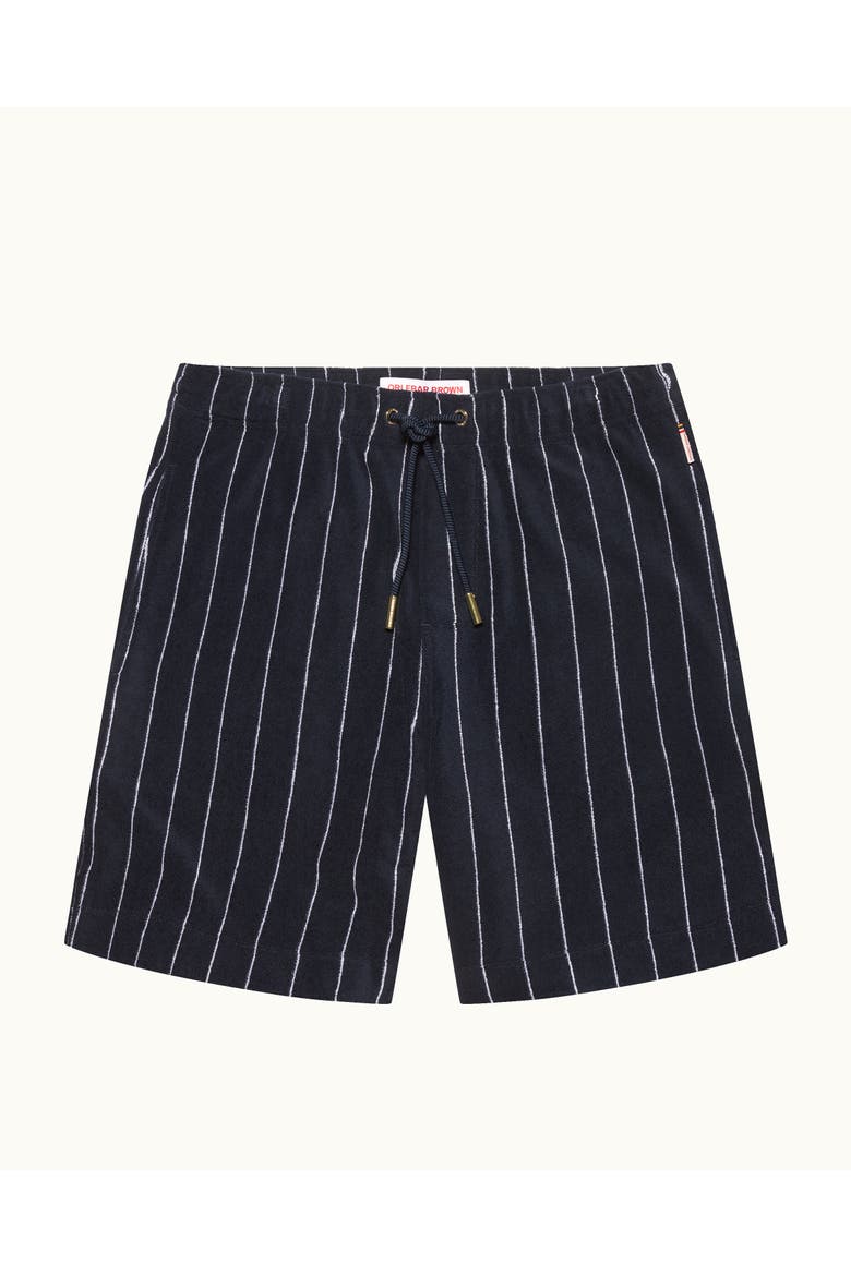 Trevone Towelling Classic Fit Stripe Towelling Sweat Shorts, Alternate, color, NIGHT IRIS/WHITE SAND