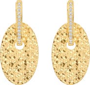 ATHRA LUXE Dolce Sole Textured Oval Drop Huggie Hoop Earrings
