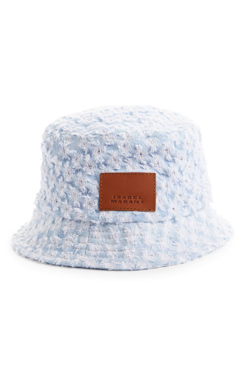 Isabel Marant Haley Dots Distressed Denim Bucket Hat, Alternate, color, 