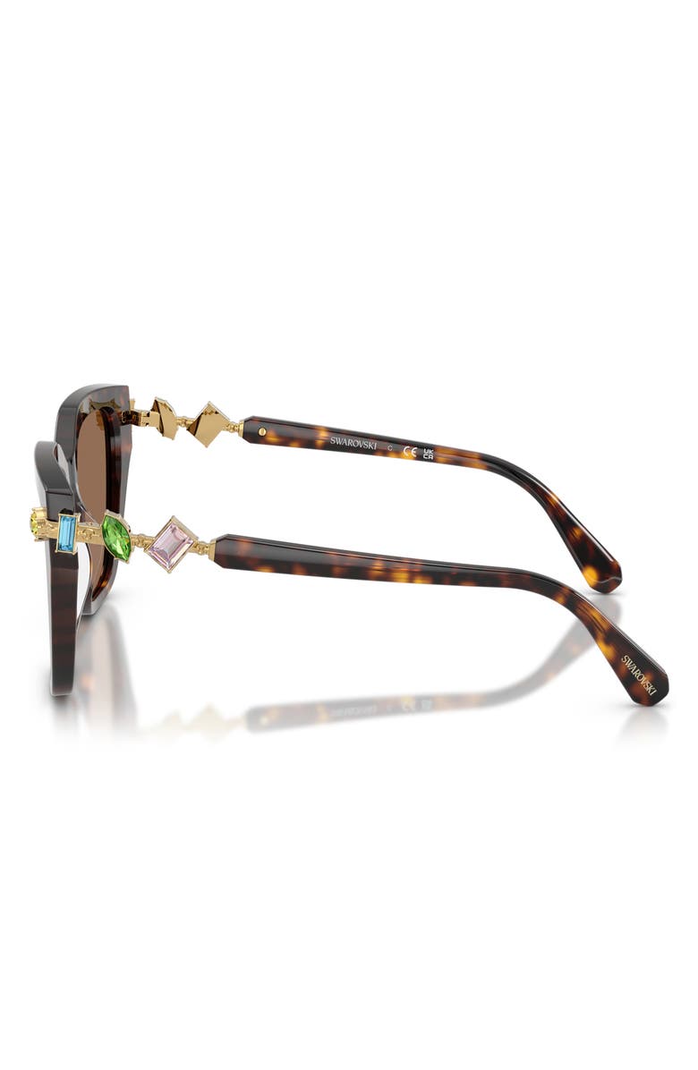 Swarovski 53mm Irregular Sunglasses, Alternate, color, Havana / Dark Brown