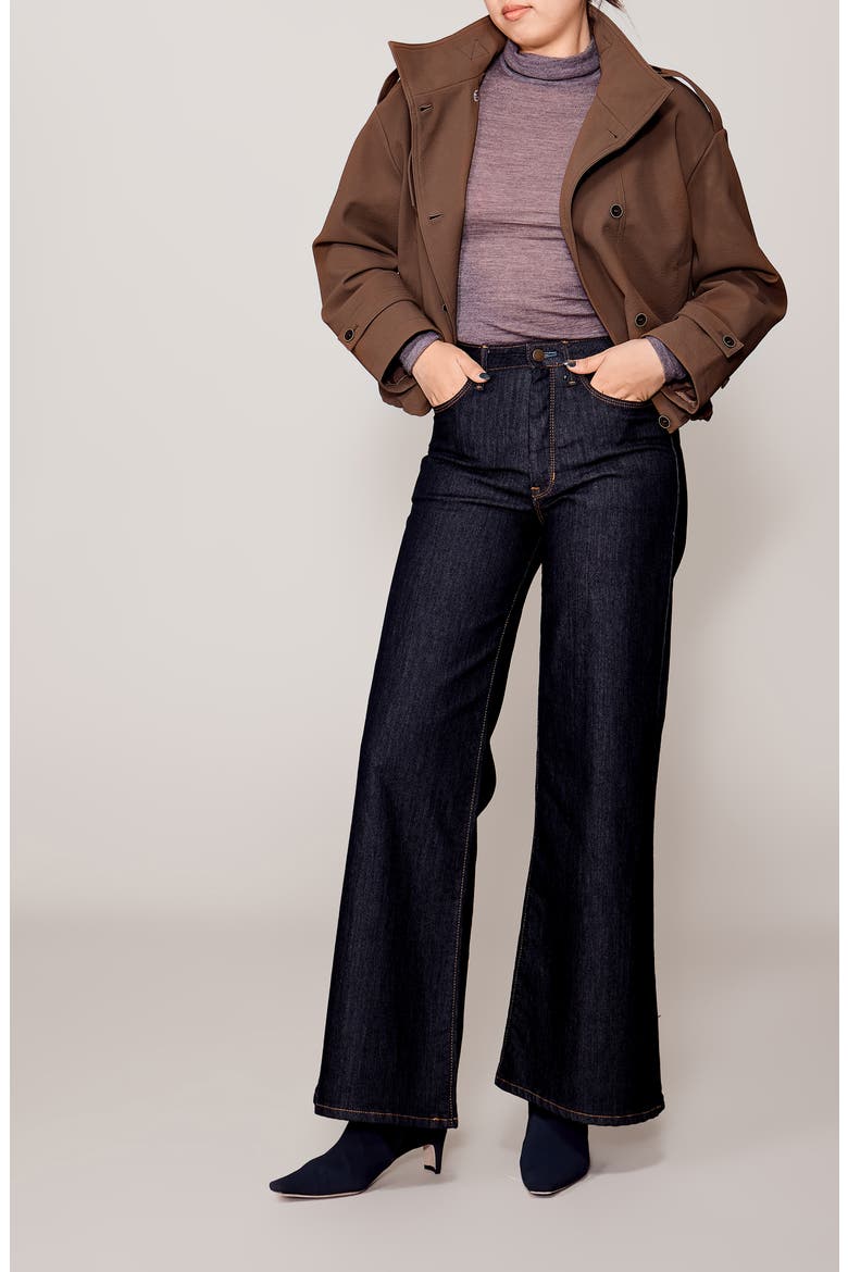 Faux Leather Cropped Trench Jacket, Alternate, color, COCOA