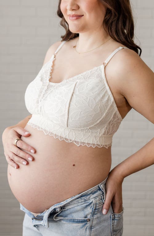 Davin & Adley Riley Pumping & Nursing Lace Bralette In White