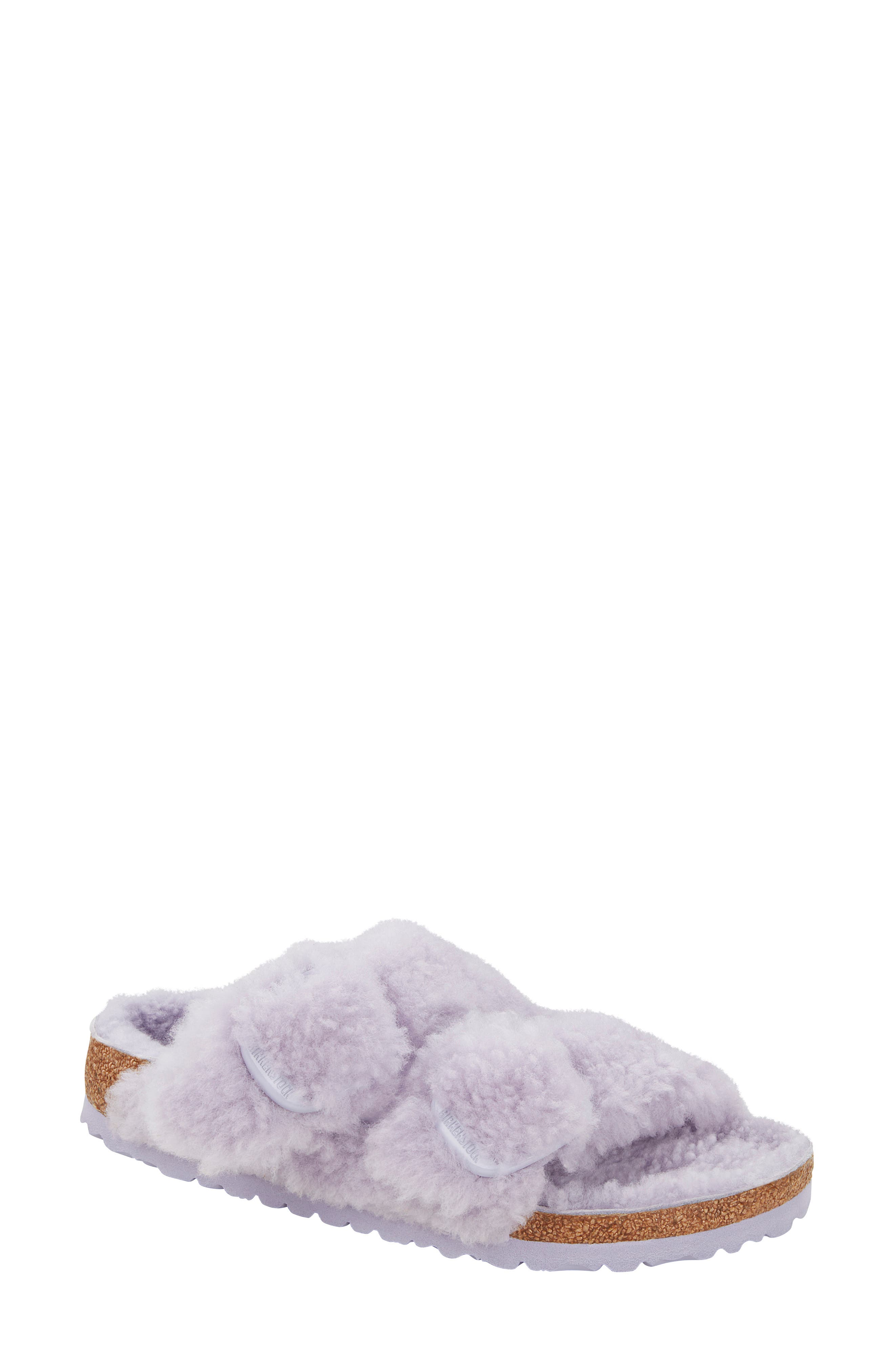Arizona Genuine Shearling Sandal - Discontinued, Main, color, PURPLE FOG