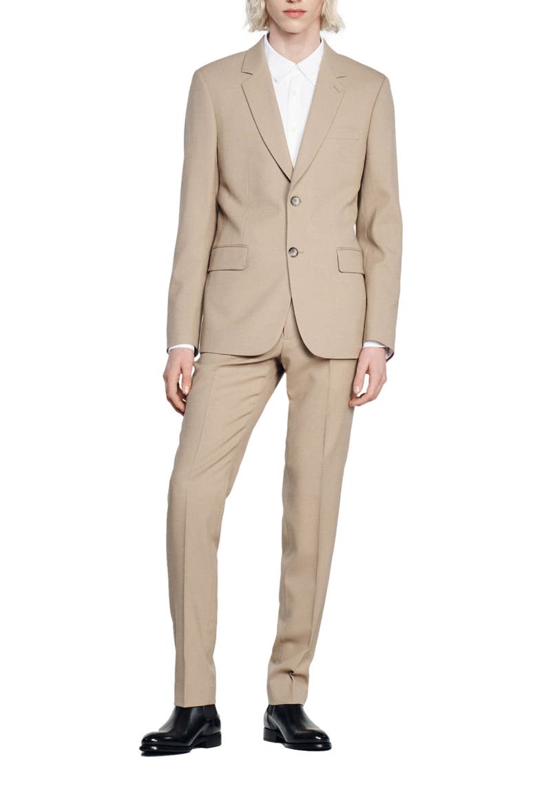 Wool suit jacket, Alternate, color, BEIGE