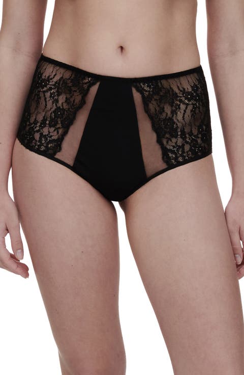 High Waist Lace Inset Briefs