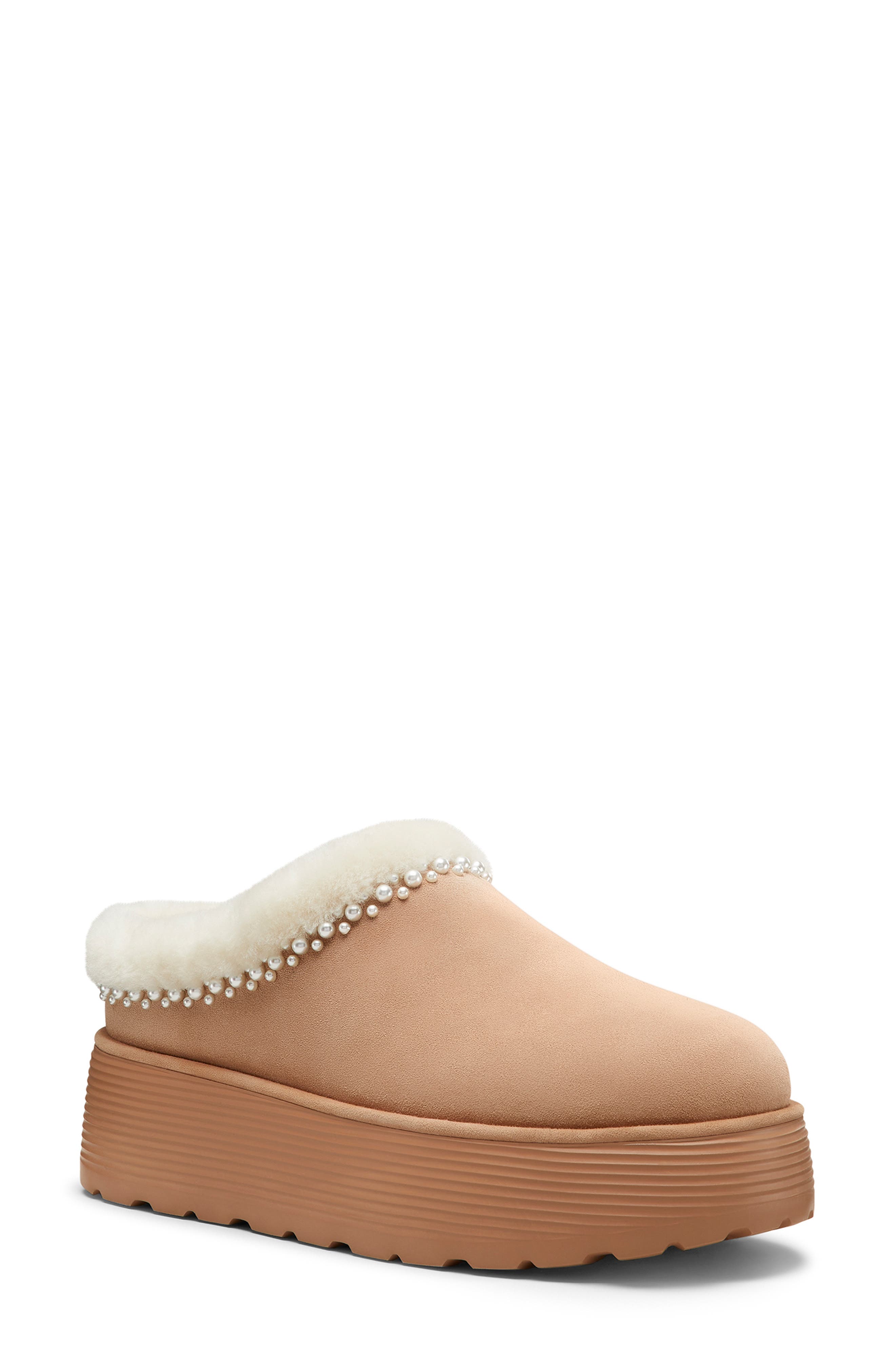 Nellie Genuine Shearling Platform Clog, Main, color, NEW CAMEL/ CREAM