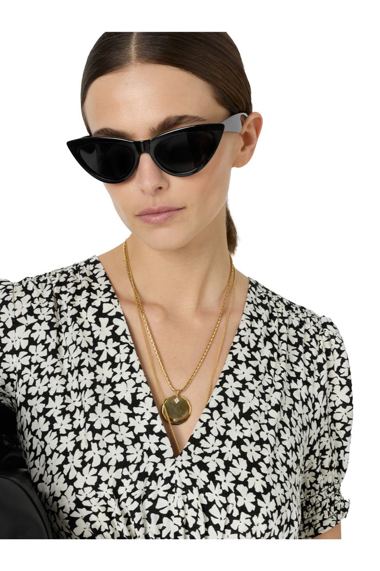 Rosi V-Neck Puff Sleeve Floral Dress, Alternate, color, Black