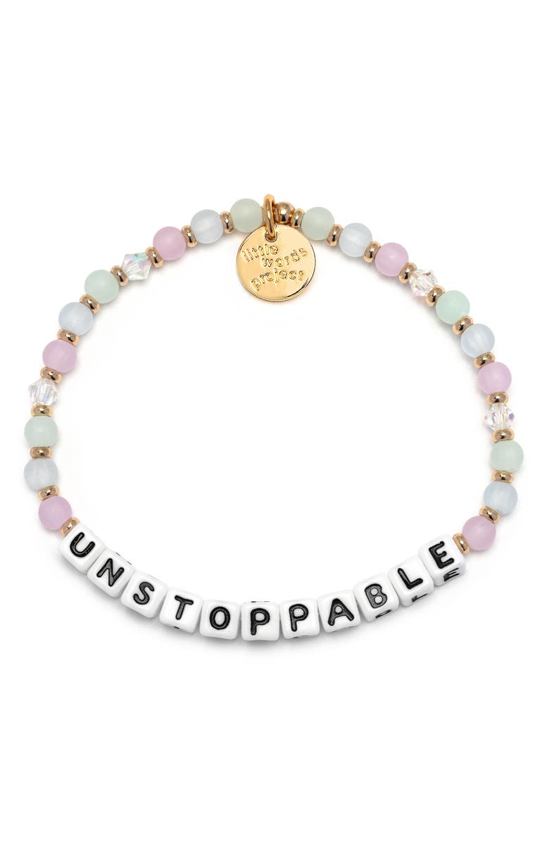 Little Words Project Unstoppable Beaded Stretch Bracelet, Main, color, White/ Pink Multi