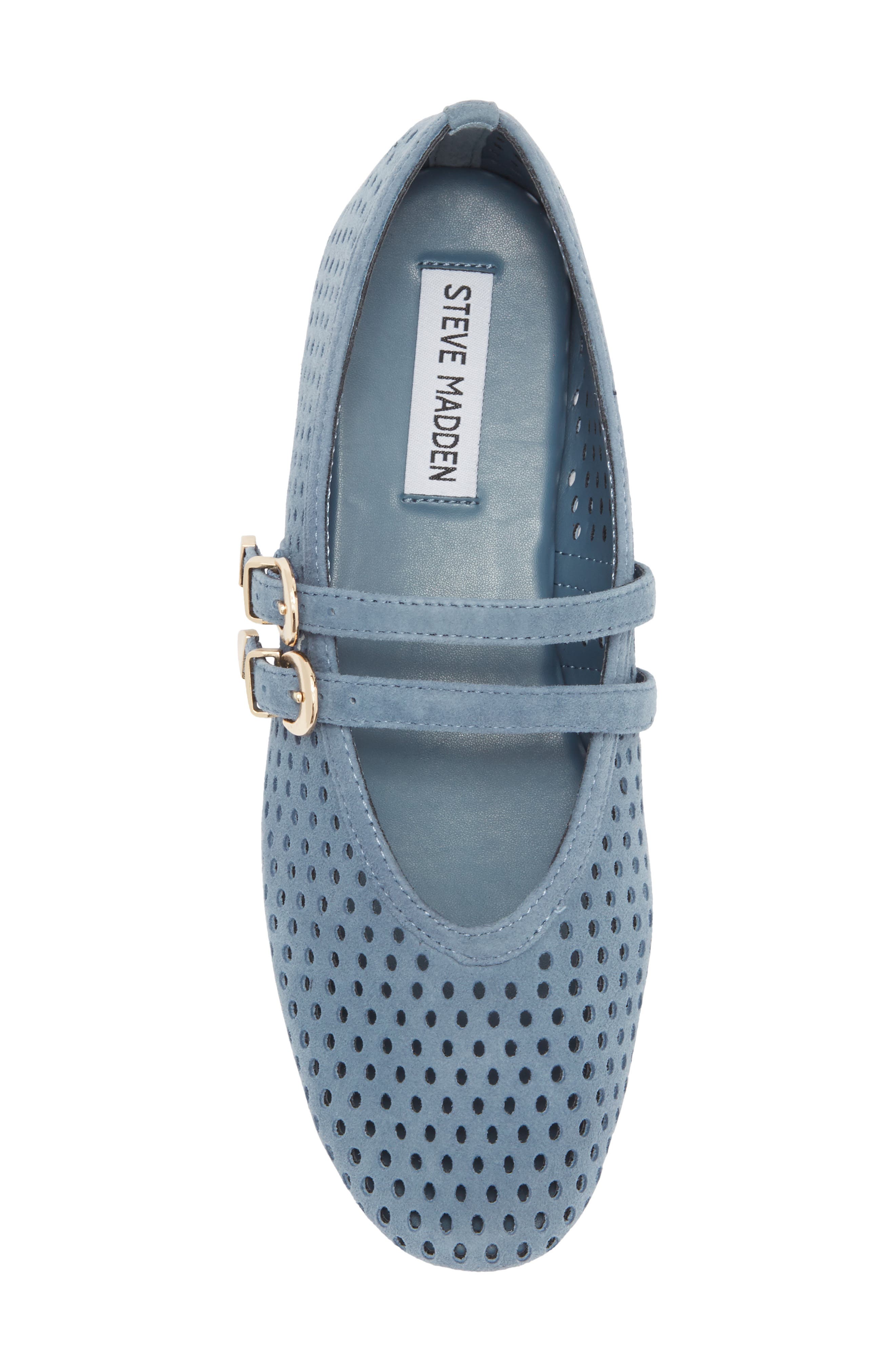 Lissa Perforated Mary Jane Flat, Alternate, color, BLUE SUEDE