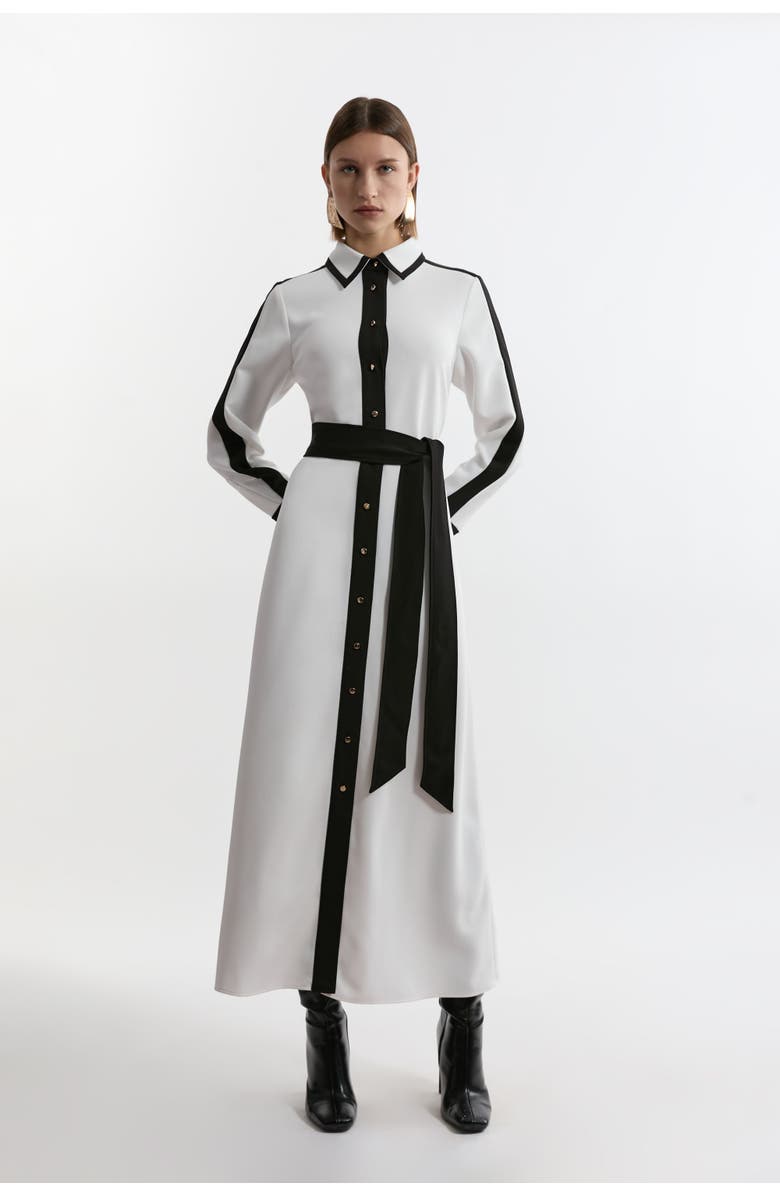 Karen Millen Petite Belted Midi Shirt Dress, Main, color, Ivory