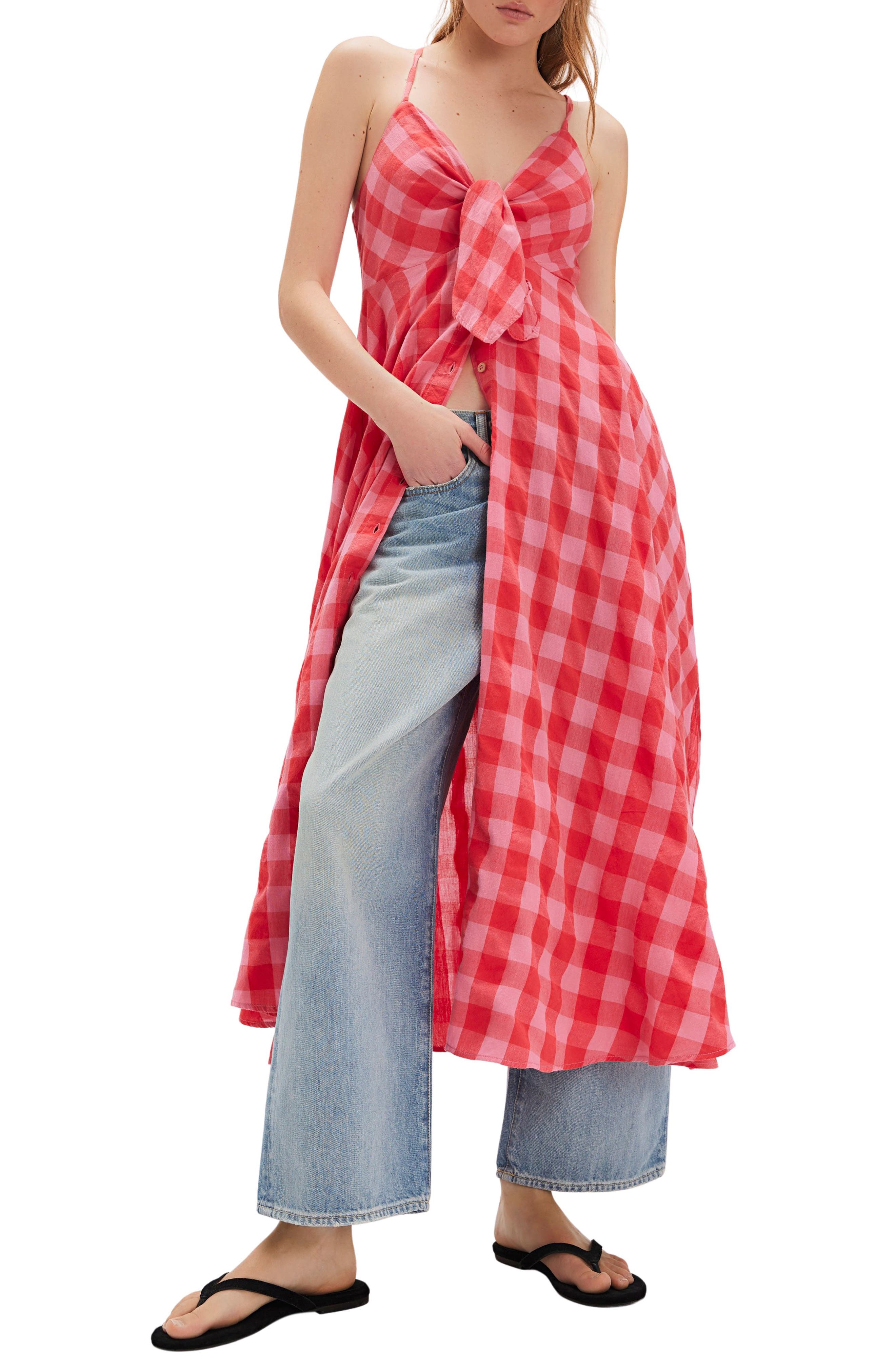 Free People Via Gingham Cotton Seersucker Sundress