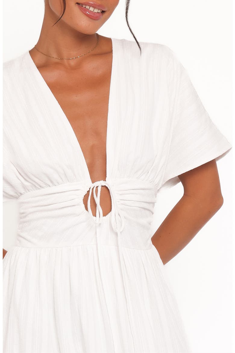Edel Plunge Neck Cotton Maxi Dress, Alternate, color, WHITE