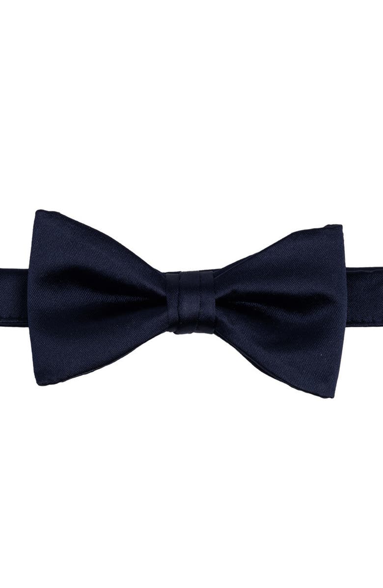 Brooklyn Brigade Men's Solid Satin Pre-Tied Bow Tie, Main, color, Navy