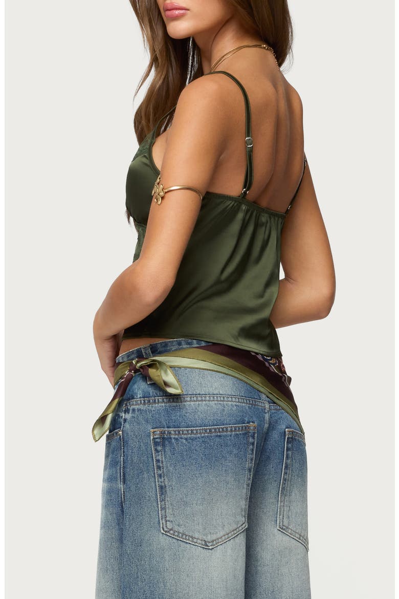Tamar Lace Trim Satin Camisole, Alternate, color, OLIVE