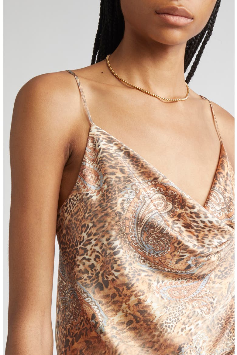 Calista Cowl Neck Cami, Alternate, color, BROWN/ BLUE VALENCIA LEOPARD