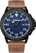 Timberland Classic Three Hand Leather Strap Watch, 46mm