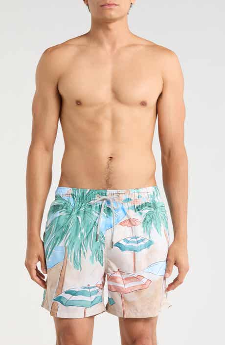 Vintage Summer Ponji Printed Volley Swim Shorts