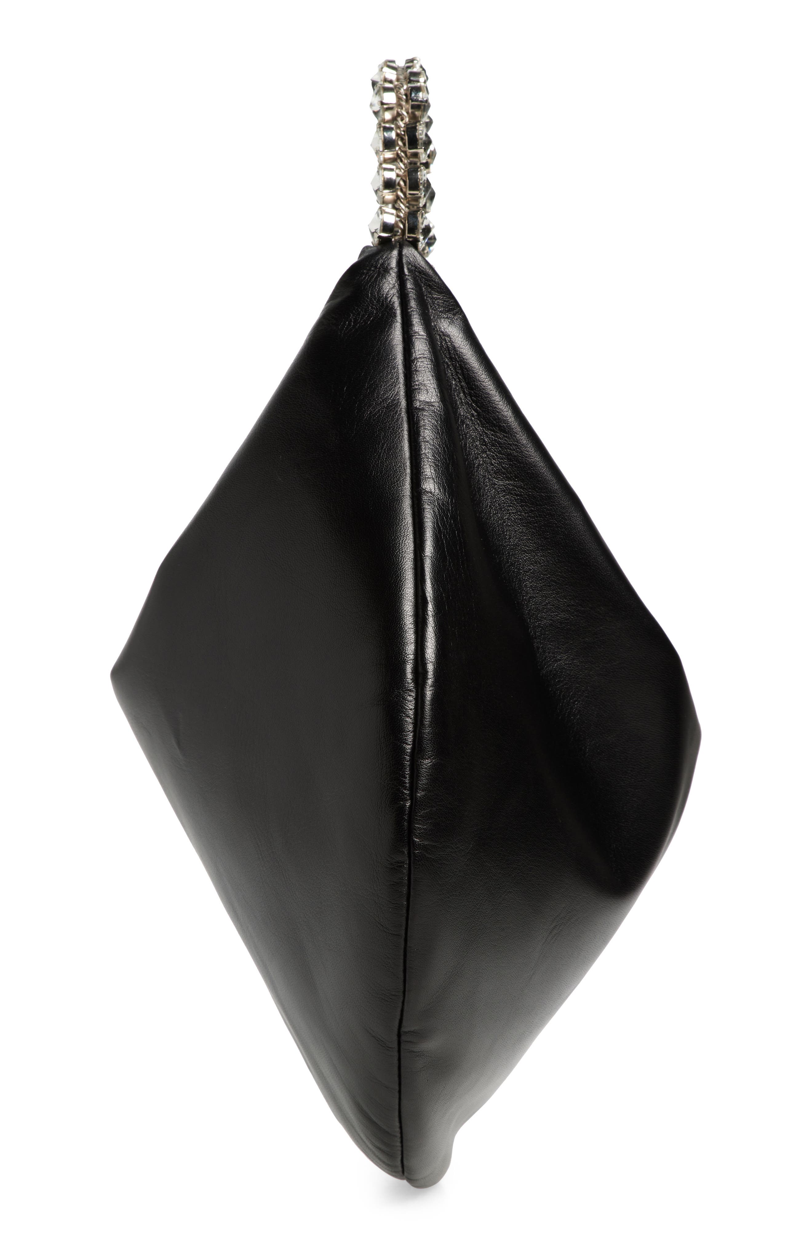 L’alingi Large Crystal Handle Leather Hobo Bag, Alternate, color, Black