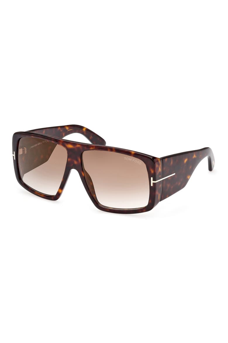 60mm Gradient Square Sunglasses, Alternate, color, DARK HAVANA / GRADIENT BROWN