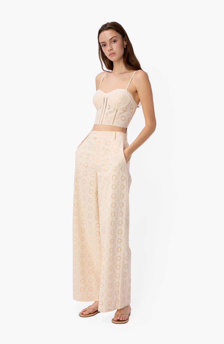 CAMI NYC Jordi Cotton Broderie Anglaise Pants, Alternate, color, Bone