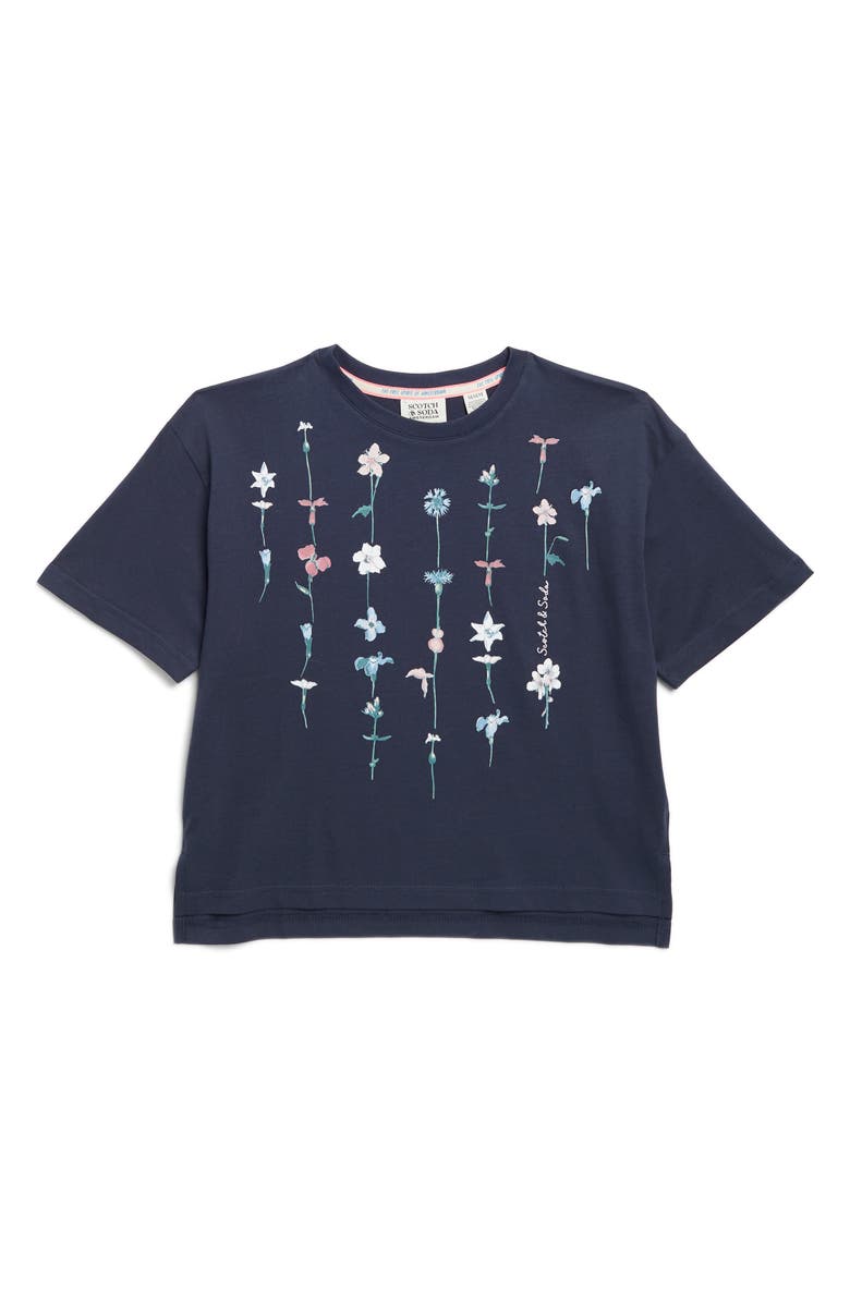 Scotch & Soda Kids' Floral Cotton Jersey Graphic T-Shirt, Main, color, 