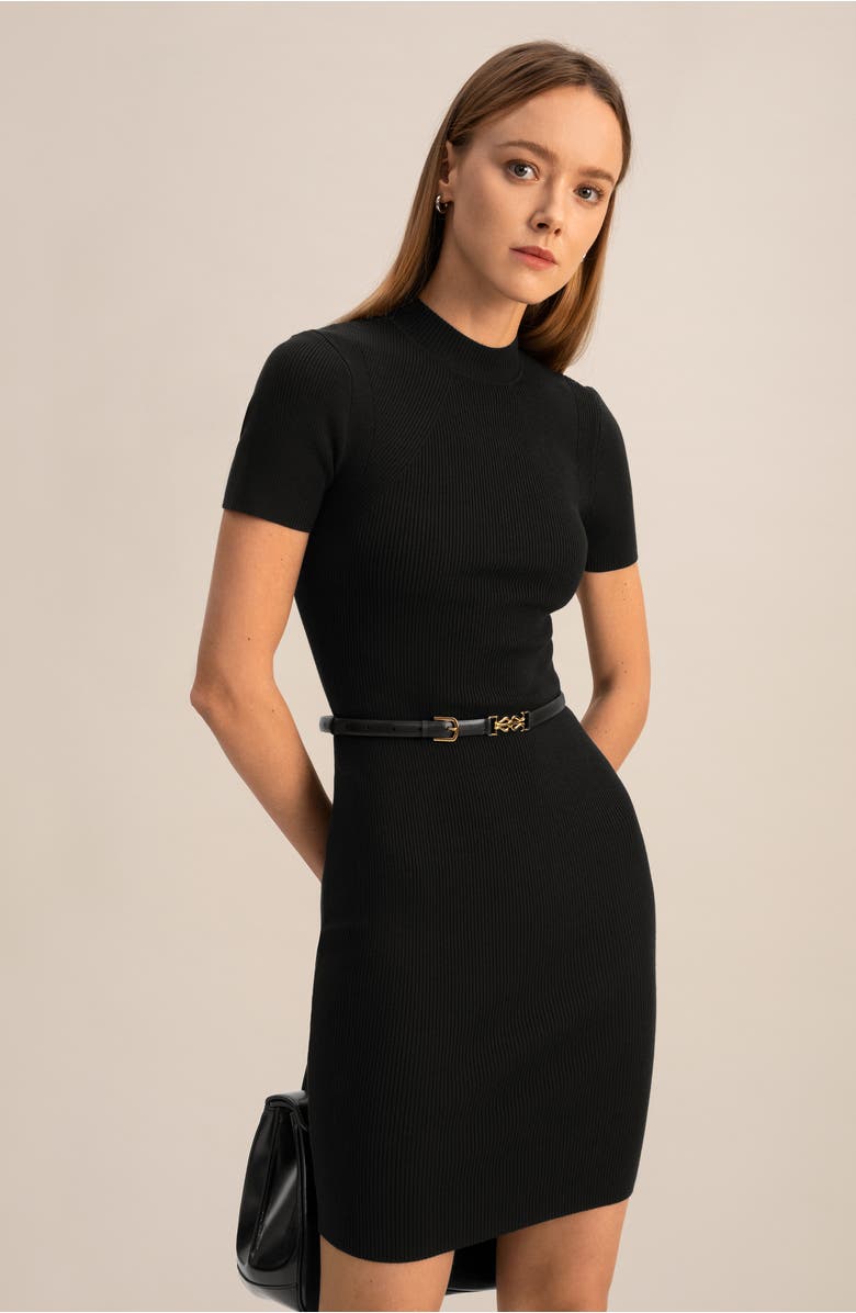 Lilysilk LS Clasp Leather Skinny Belt, Alternate, color, Black