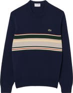 Lacoste Ottoman Stitch Stripe Cotton & Wool Sweater