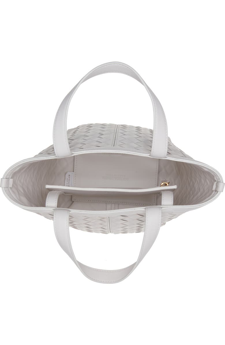 Bottega Veneta Small Intrecciato Flip Flap Leather Tote Bag, Alternate, color, 9104 Chalk-M Brass