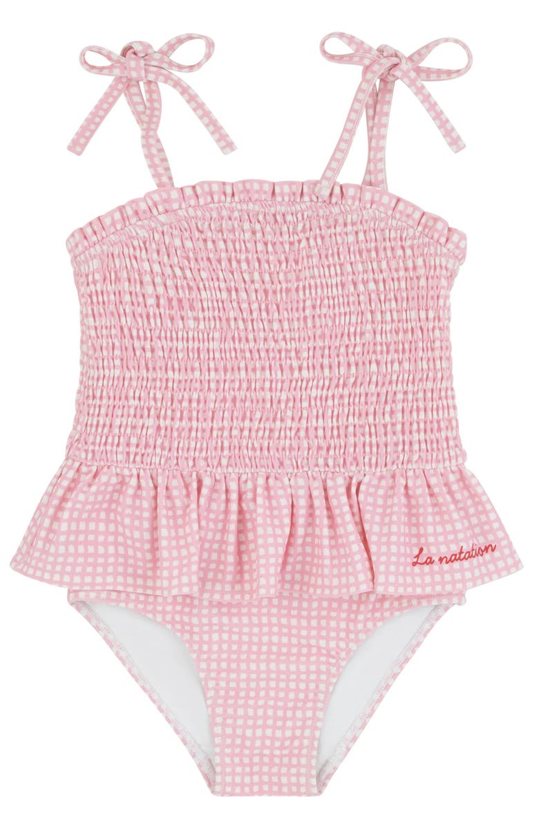 NoggiWear Gingham Bathing Suit, Main, color, Pink