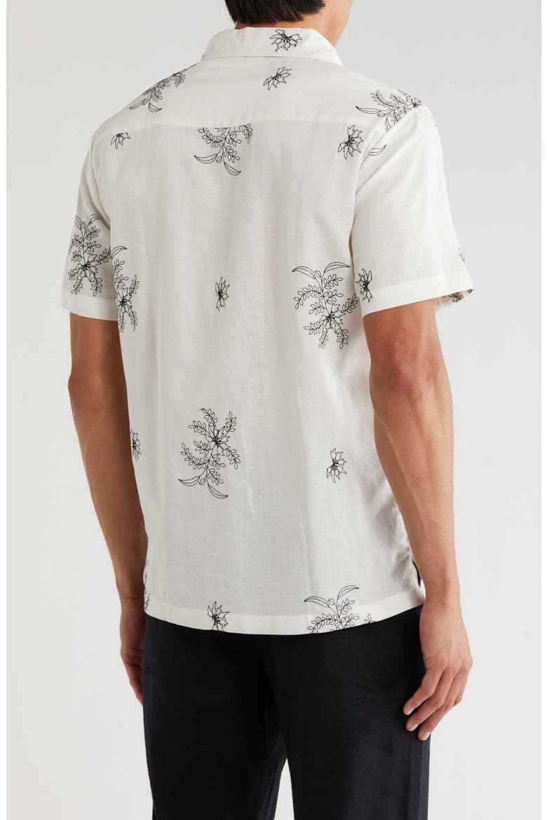 Floral Embroidered Camp Shirt, Alternate, color, OFF WHITE