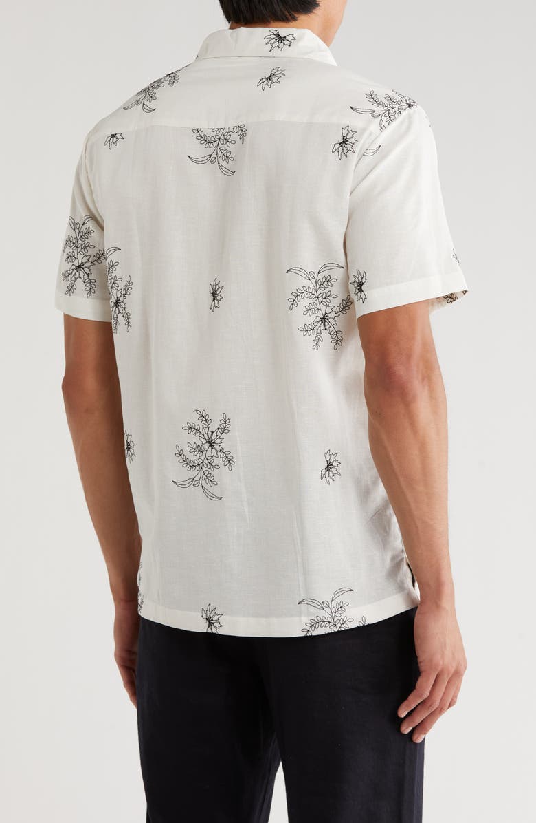 T.R. PREMIUM Floral Embroidered Camp Shirt, Alternate, color, Off White
