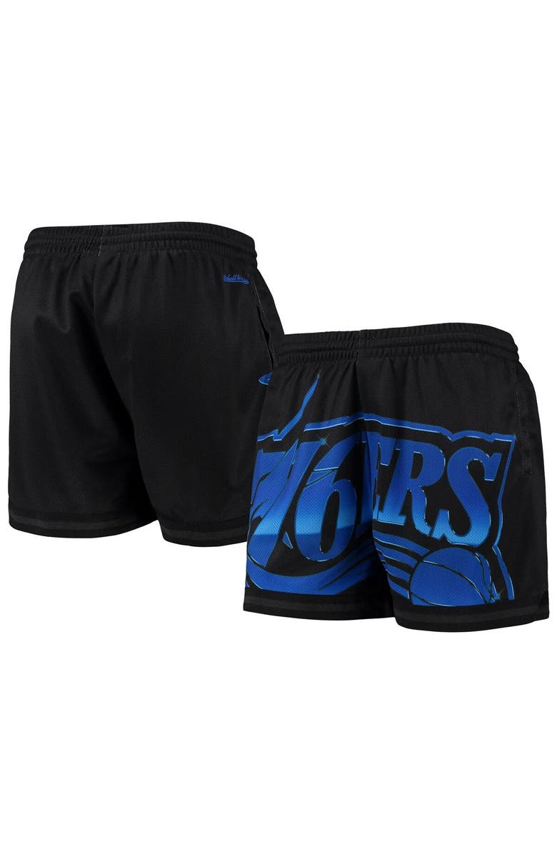 Mitchell & Ness Women's Mitchell & Ness Black Philadelphia 76ers Big Face 4.0 Mesh Shorts, Main, color, Black