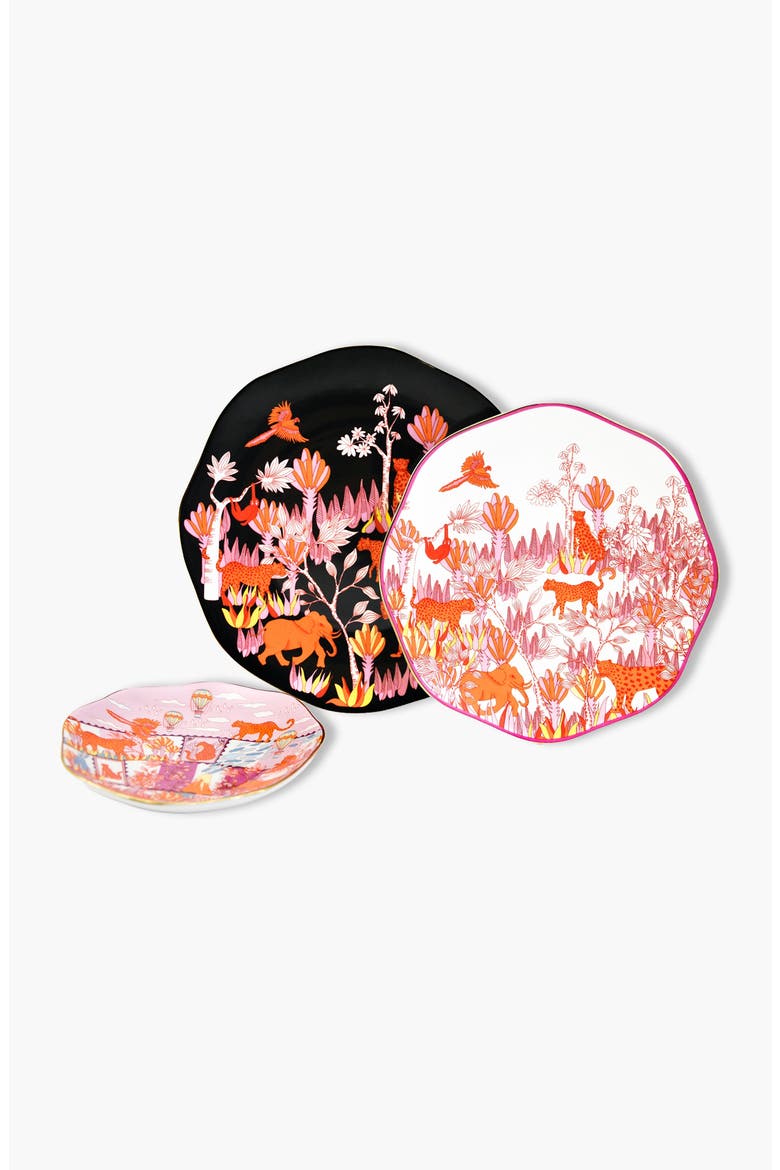 Travel Around World Bone China Plates, Set Of Three, Alternate, color, Orange