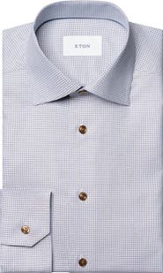 Eton Slim Fit Check Organic Cotton Twill Dress Shirt