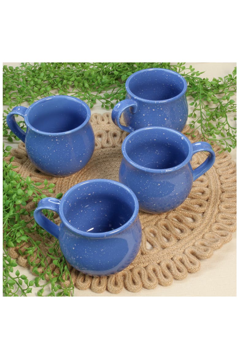 Set of 4 Belly Speckle Mugs, Alternate, color, BLUE