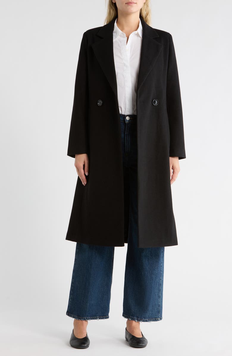 Sam Edelman Plaid Double Breasted Coat, Alternate, color, Black