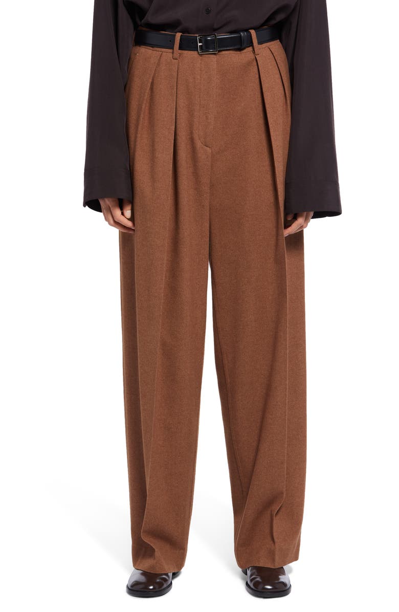 The Row Igor Pleated High Waist Silk & Cashmere Pants, Main, color,