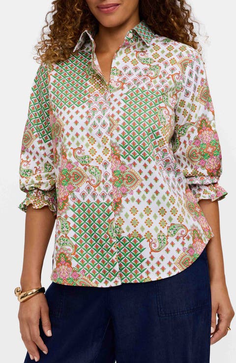 Olivia Patchwork Print Button-Up Shirt